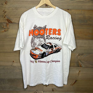 Vintage Hooters Racing 1992 Winston Cup Champion White Tshirt
